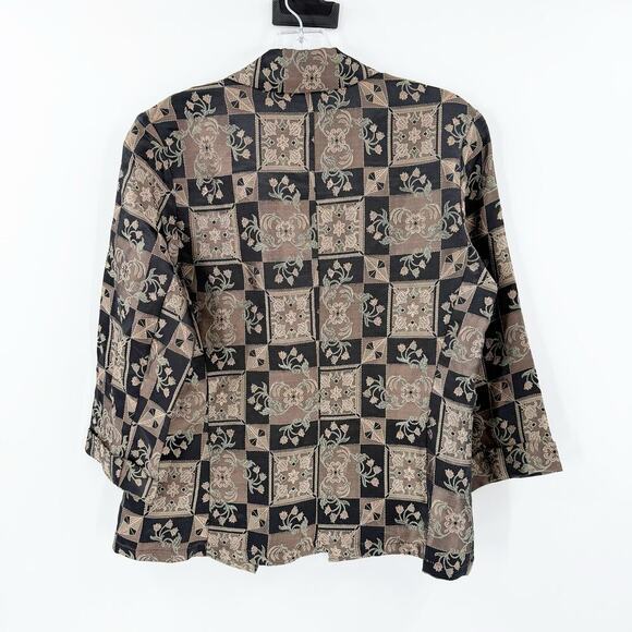 Chico’s Design Tapestry Floral Patchwork Silk Blend Jacket Women's Size Small - Picture 2 of 12
